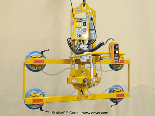 ANVER Four Pad Electric Lifter with Powered Tilt and Manual Rotation for Lifting, Tilting & Rotating Curved Glass windows,1/4" (0.6 cm) thick up to 96" x 40" (2.4 m x 1.0 m)
